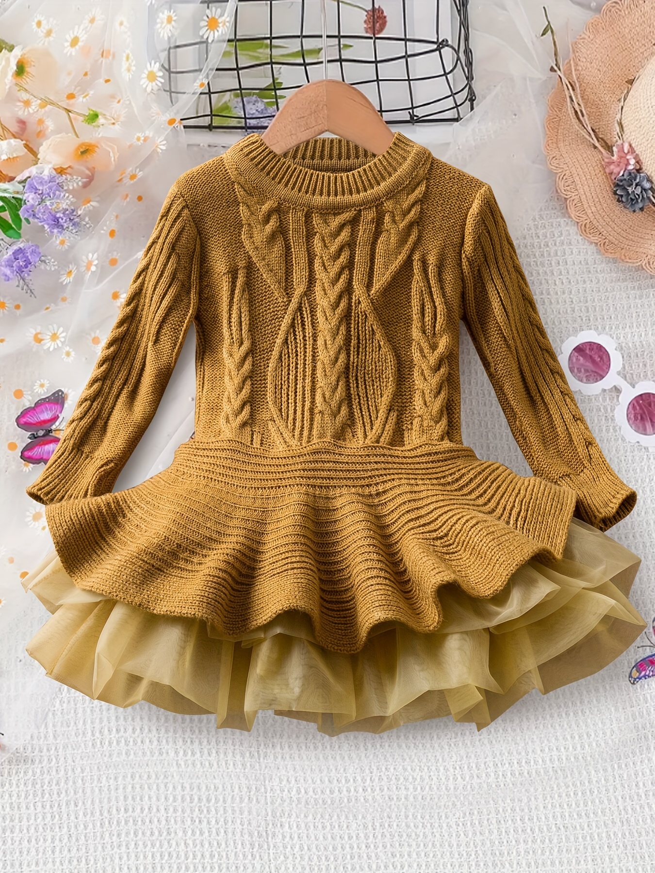 autumn winter girls long sleeve dress elegant solid color