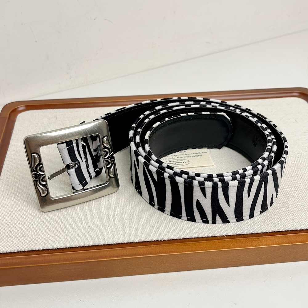 Women's Leopard Print Adjustable Belt with Metallic Buckle