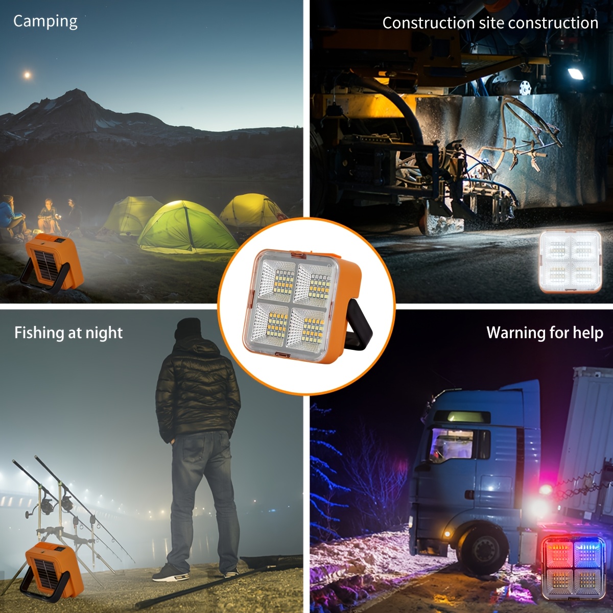 Solar Camping Lights Outdoor Portable Rechargeable Solar Flood Light LED Reflector Rechargeable Projector Floodlight Construction Lamp