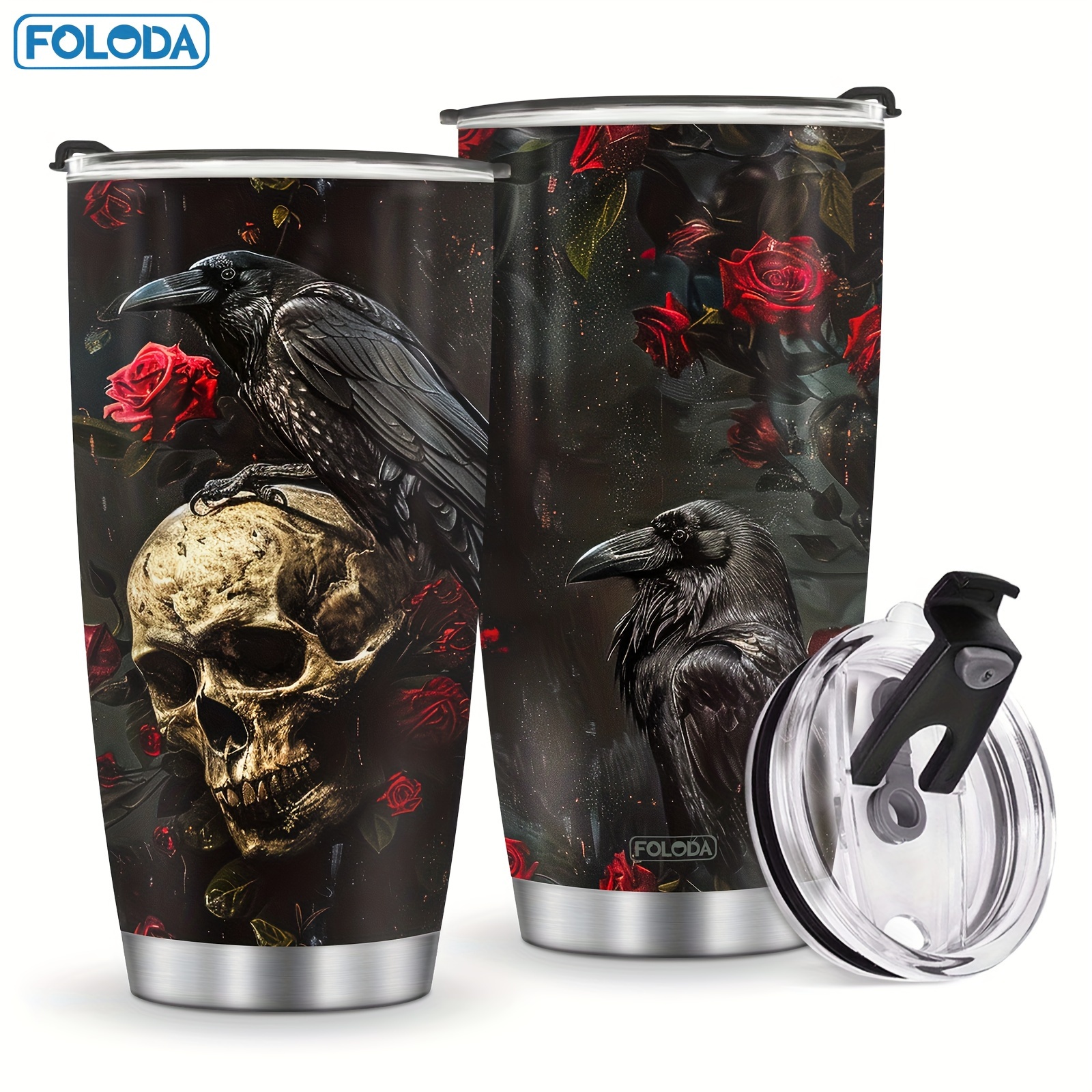 

Foloda & Stainless Steel Tumbler 20 Oz - Reusable, Bpa-free Gothic Travel Mug With Lid, Hand-wash Graphic Coffee Cup, Ideal For Halloween, Christmas, Valentine's, Father's Day & Day Of The Dead