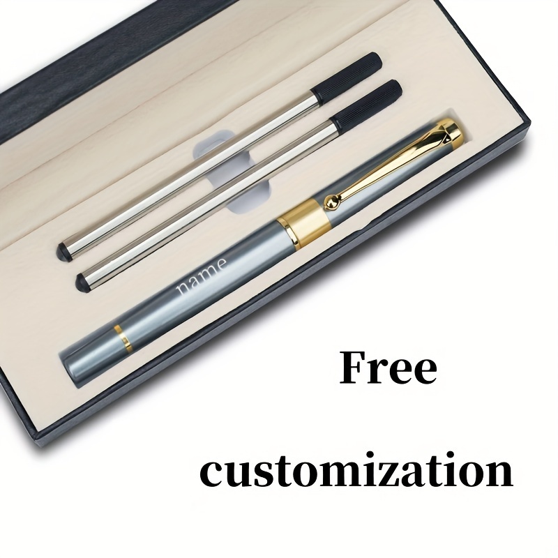 

1 Pen + 2 Refill Of A Pen Gift Box Set, Classic Blue Gold Neutral Pen Personalized .festival Gift 0.5mm Black Filled.the Ballpoint Pen Writes