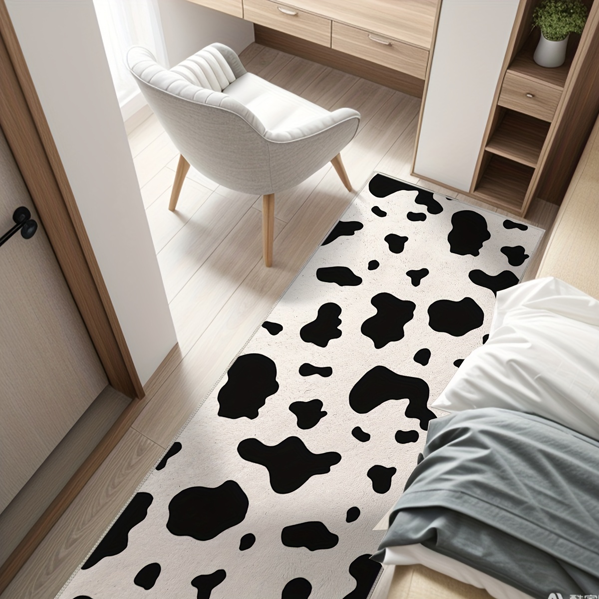 Cow Animal Print Carpet Chair Throw Rug Anti-slip Living Room Lounge Decor