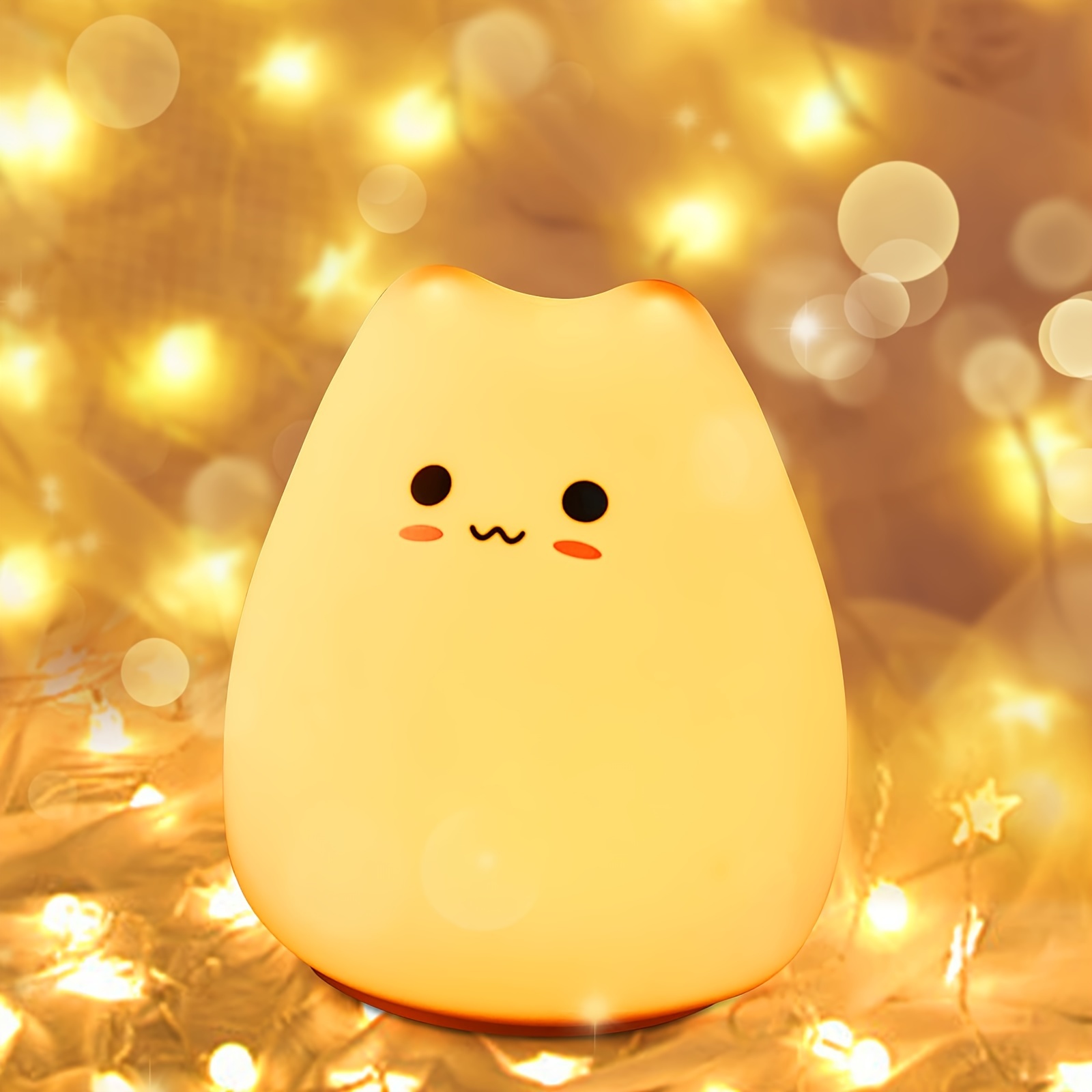 

Adorable Cat Led Night Light - Color Changing, Touch Control, Battery-powered Squishy Silicone Lamp - Perfect For Christmas, New Year & Decor (batteries Not Included)