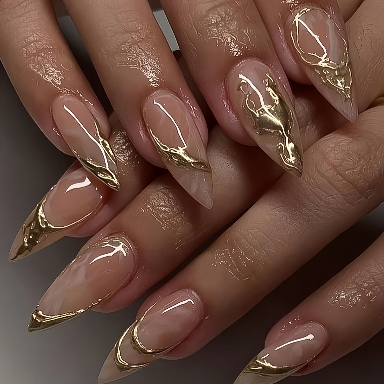 Image of 24pcs Medium Almond Shape Press-on Nails Easy Hot 3d Design Nails With Jelly Glue And Buffer, Suitable For All Women, Enhancing Charm With Daily Outfits