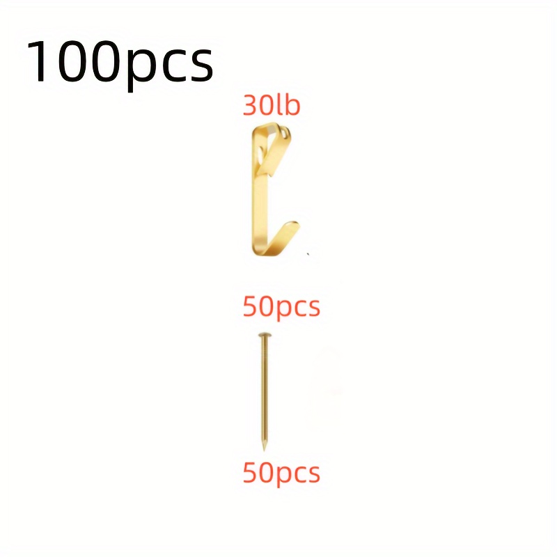 TEMU 100pcs Picture Hanging Kit, Picture Hooks, Picture Hooks With Nails, Dry Wall, Wooden Wall.