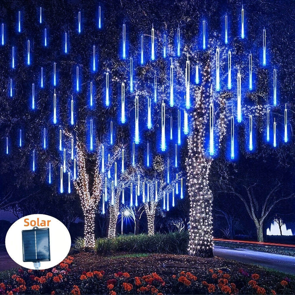

1pack 192led Solar Meteor Rain Decorative String Lights, Light Up Your Home, Yard, Brim, Garden, Party Decoration, Outdoor Hanging Tree Lights, Holiday Decorative Lights