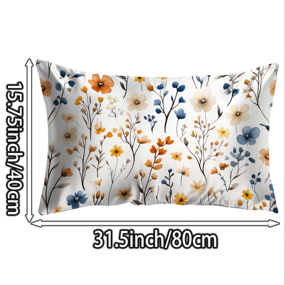 TEMU 1pc Silk Pillowcase Suitable For Bedding Cover - Watercolor Retro With Zipper Closure, Machine Washable Protective Case, Bedspread Cover For,