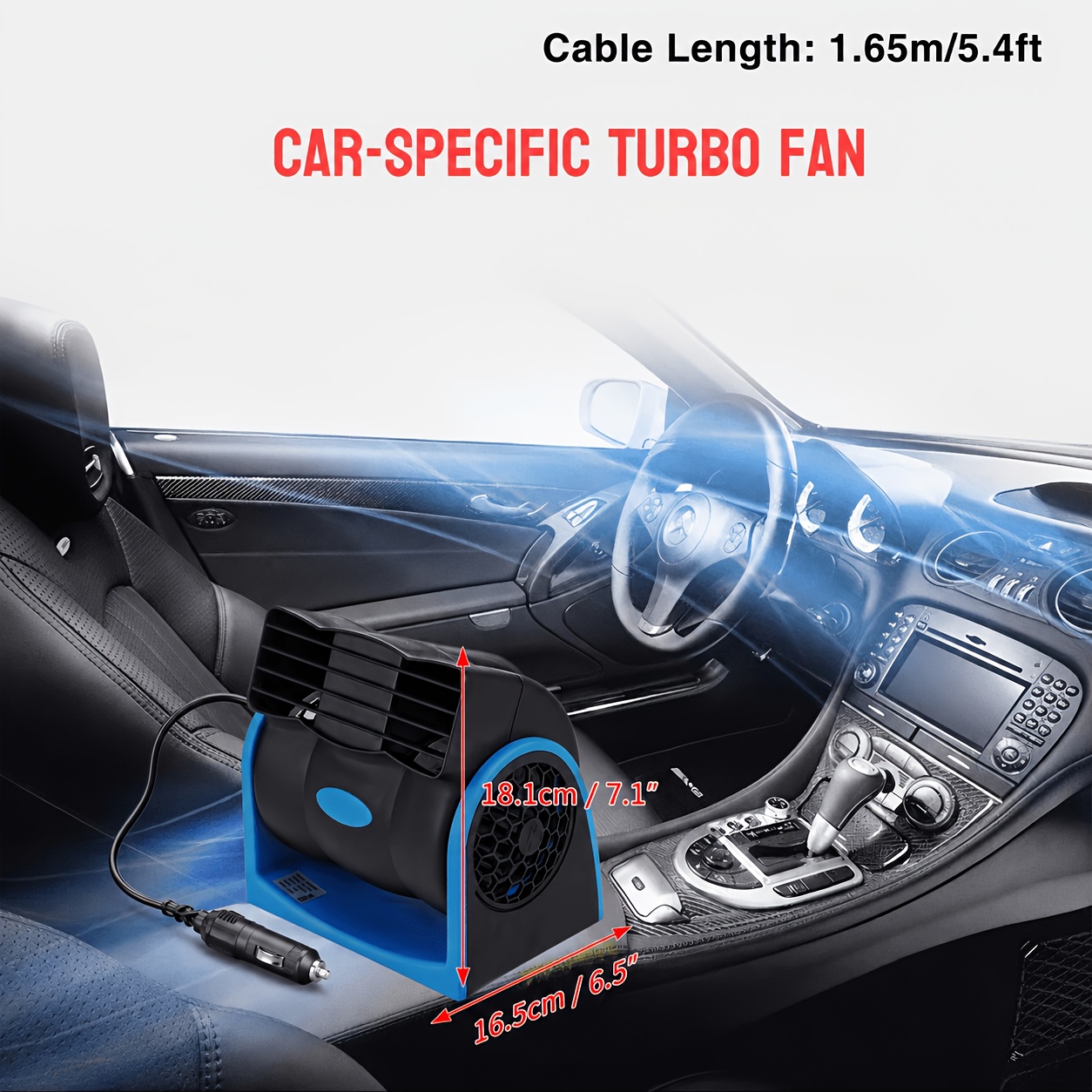 TEMU Portable Car Air Fan 12v Vehicle Air Circulation Fan Truck Boat Auto Silent Ventilation Fan With Car Plug Dashboard Fan For Road Trip Travel