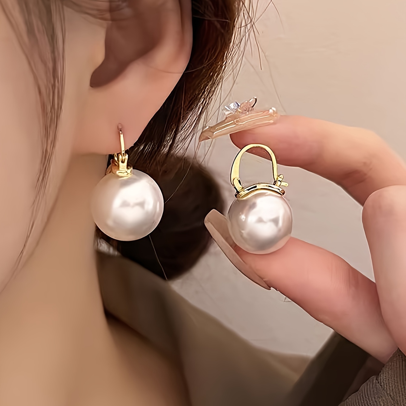 Charmire Gold Hoop Earrings For Women 14K Gold Earrings For Women Pearl Hoops