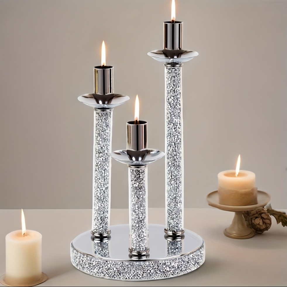 Image of Luxury Single/three-headed Metal Candlestick - Elegant Table Suitable For Weddings, Restaurants, Holiday Dinners, Birthday Parties - Oil-rubbed For Candlelight Decoration (candles Not Included)