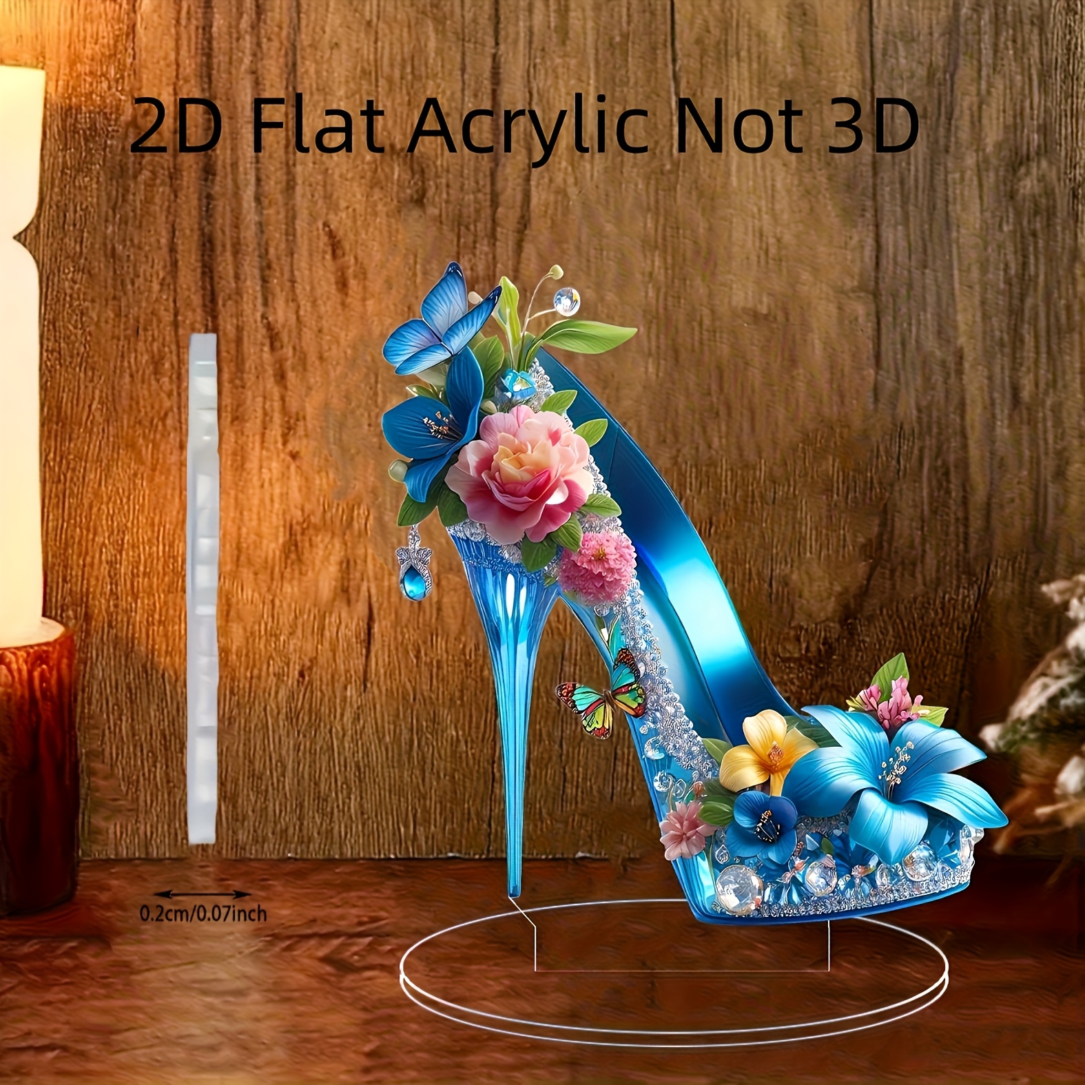 TEMU 2d Flat, 2d Acrylic Decorative High Heel Shoe Ornament, Suitable For Holiday Decor, Home Decor, Desktop Decoration, Mother's Day, 2d Flat