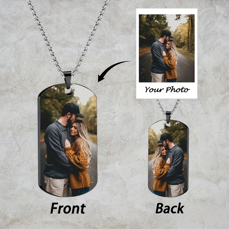 

Personalized Stainless Tag Pendant Necklace For Men With Custom Photo - , Uv-printed Image, Chain Included - Ideal Gift For Birthday, Anniversary, Boyfriend