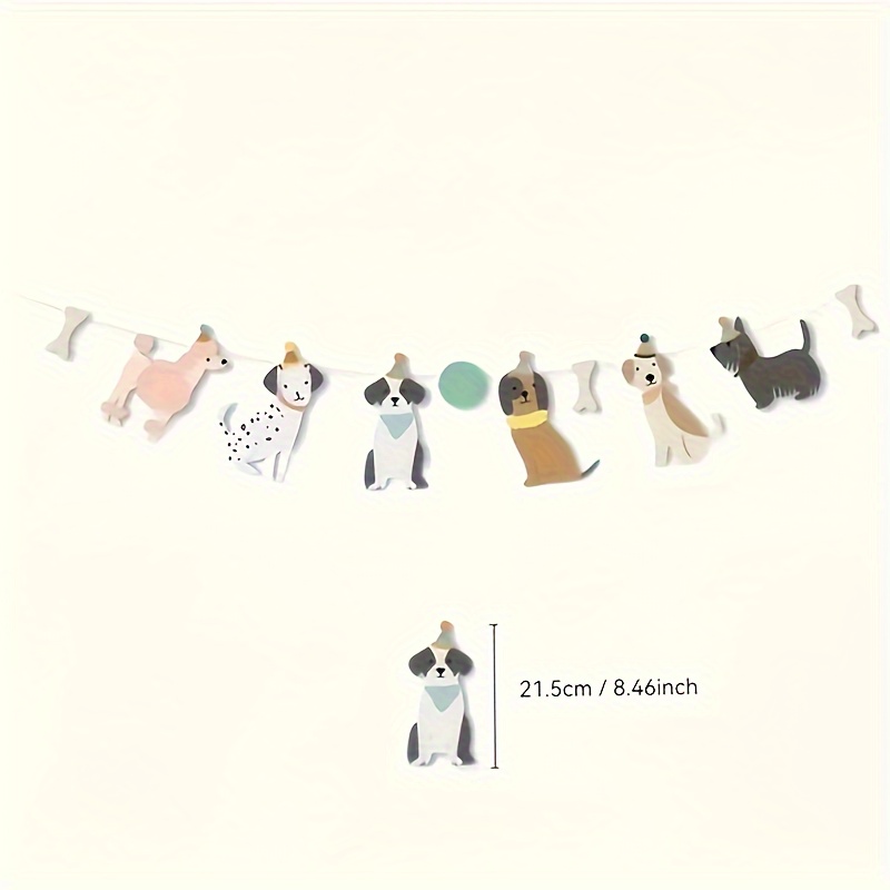Image of 1 Set Of Paper Dog Print Birthday Party Decorations - Cute Dog Banner, Suitable For Home Parties