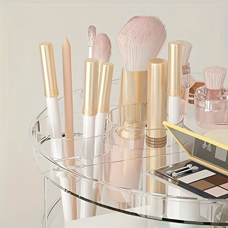 rotating makeup storage box multi layer adjustable rotating skincare organizer bathroom storage rack with brush holder and perfume tray multifunctional storage organizer suitable for vanity bathroom and workbench Product details 5