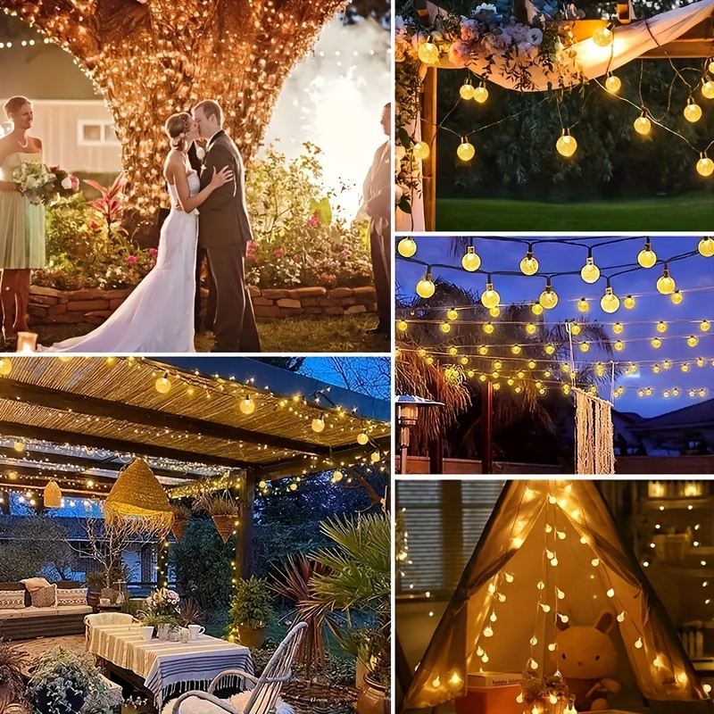 zonne-aangedreven kristallen bal decoratielamp, 5/7/12m, klassieke  , met knipperend led-licht, nikkelbatterij, knopbediening, drukknopbediening, multilicht, zonne-oplading, voor bruiloft, valentijnsdag, kerstmis, afstuderen, ruimtethema 7
