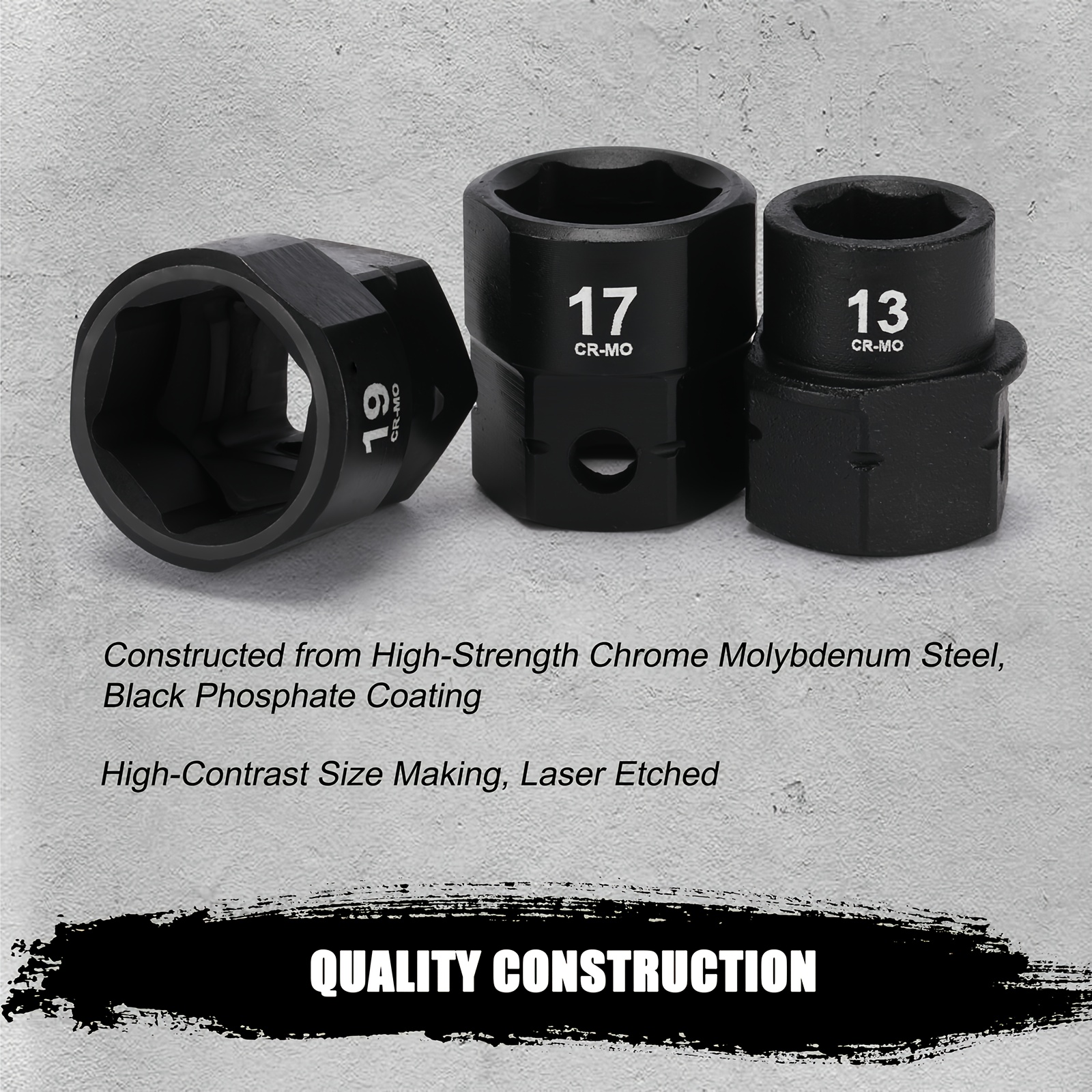 15pcs 1/2" Drive Low Profile Nano Impact Socket Set