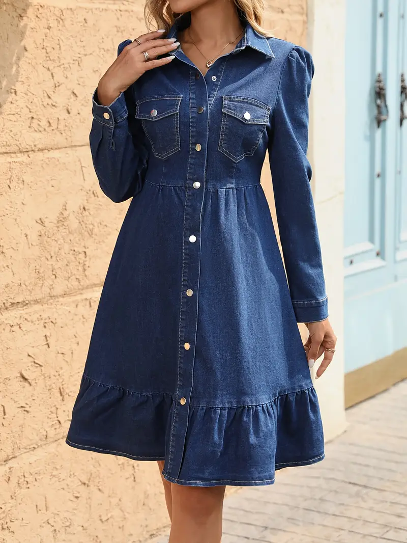 womens elegant denim midi dress long sleeve - Temu Germany womens elegant denim midi dress long sleeve - Temu Germany