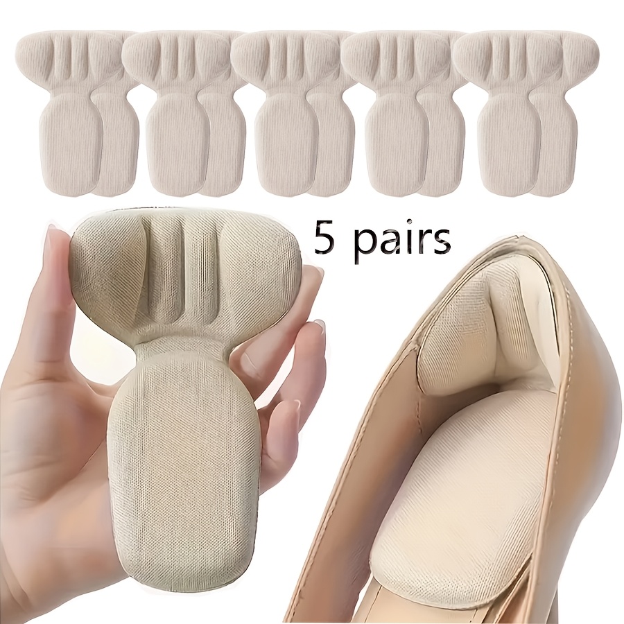 TEMU 5 Pairs Of Women's Anti-friction Heel Pads With Thickened Design, Anti-slip And Shock-absorbing Half-size Memory Foam Insoles Suitable For High