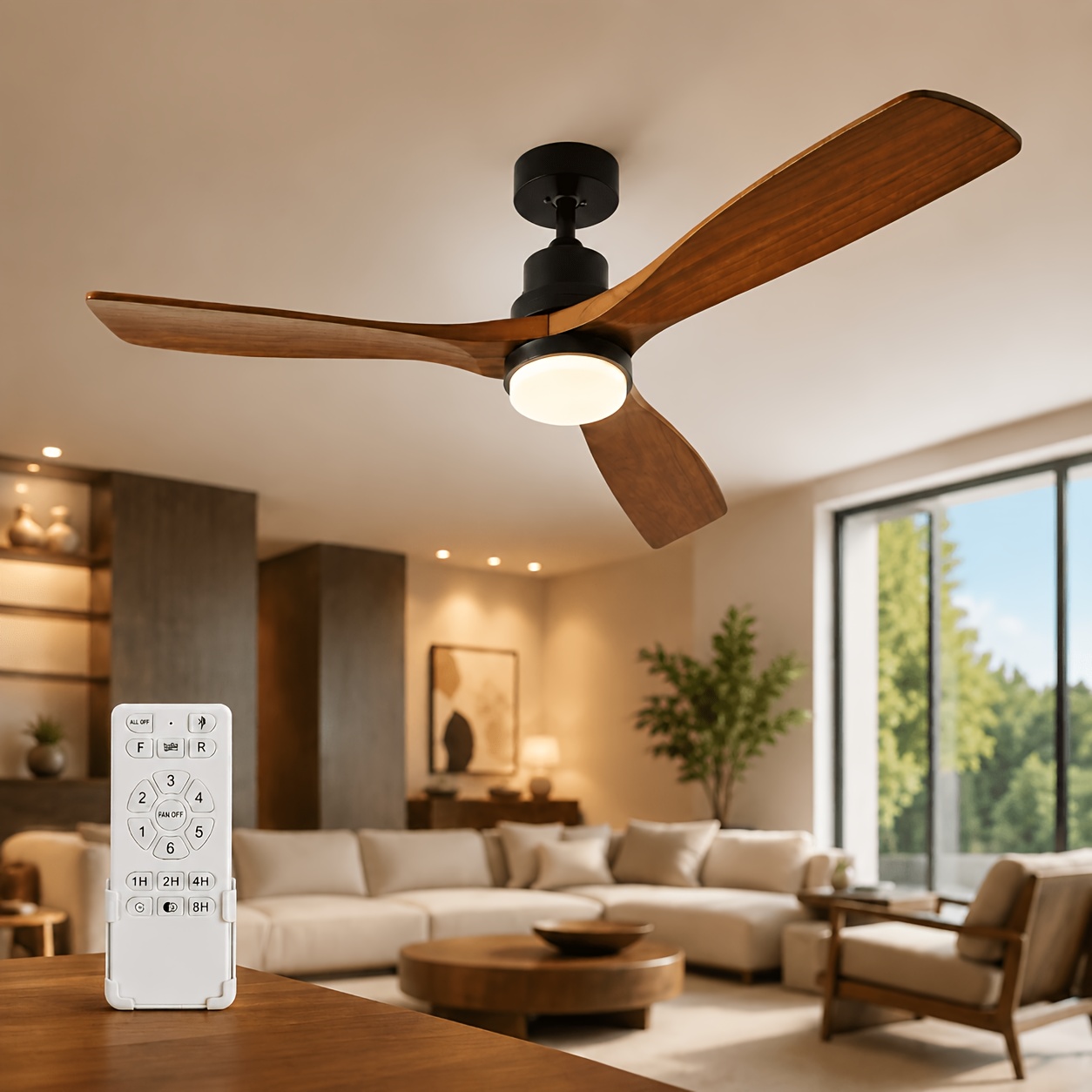 Image of A Worry Free Ceiling Fan With 6 Adjustable Wind , Adjustable Dimming, 3 Leaves, Suitable For Bedrooms, Kitchens, Study Rooms, Etc