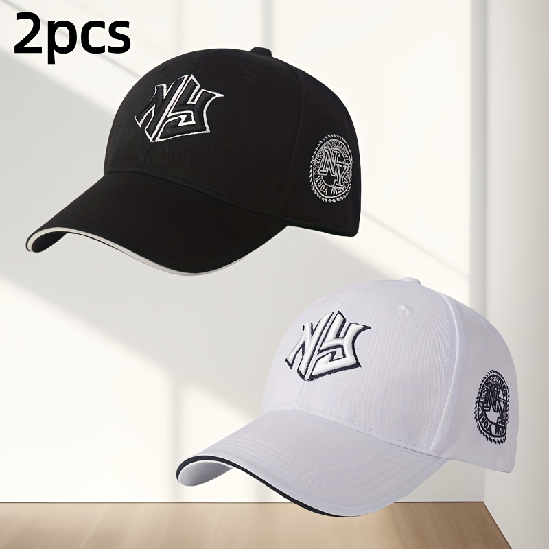 2pcs Unisex Embroidered Baseball Cap, Solid Color, , Lightweight, Breathable, Adjustable,, Ideal For Sports & Parties, Hand Washable