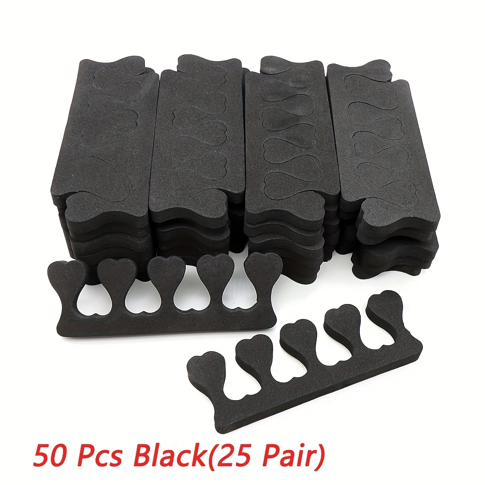 Image of 20/40/50pcs (10/20/25 Pairs) Packaging High Elastic Heart Head Finger/toe Separator Black Nail Trim Fake Nail Paste Manicure Tools Suitable For Nail Practice Diy Professionals