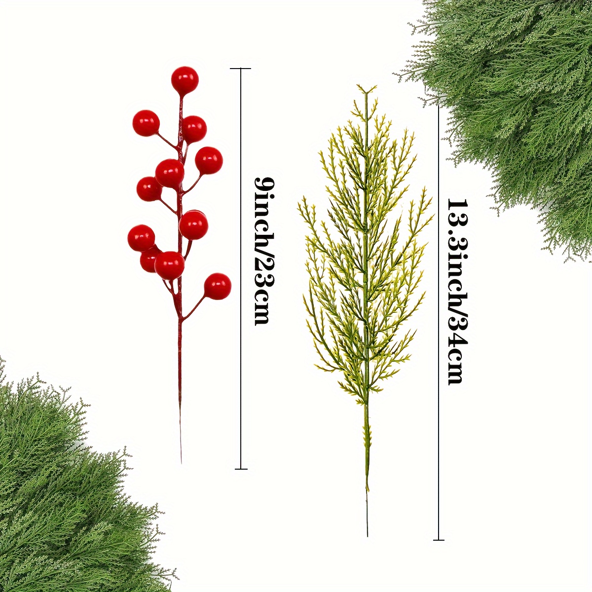 Branches De Sapin Artificiel Pour Déco Noël - 60 Pièces, 5 Styles, DIY Guirlande Couronne - 10