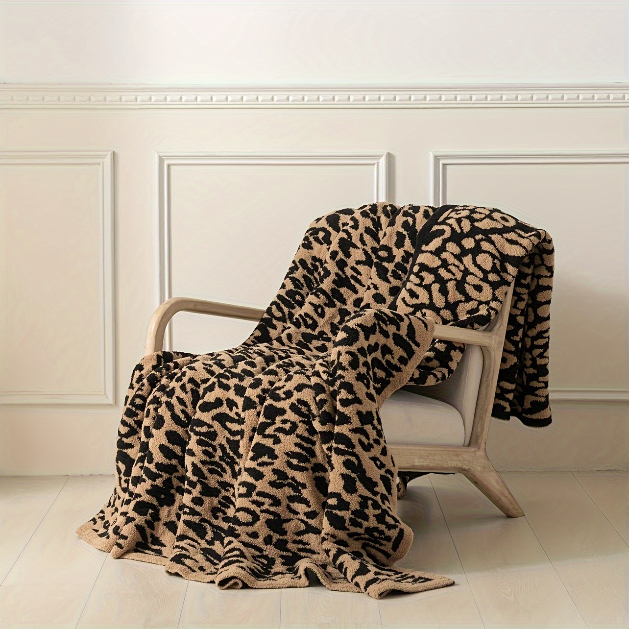 

Leopard Print Jacquard Cover Blanket Fringe Comfortable Bed Blanket Soft Cover Blanket Suitable For Sofa, Bed, 4 Seasons, Camping Trips