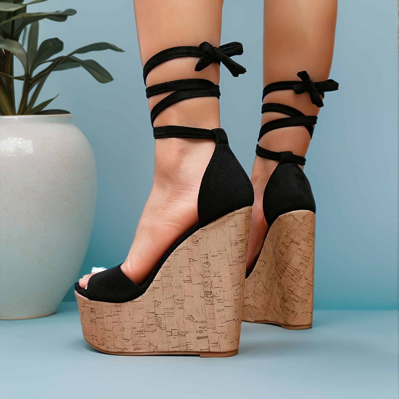【PORTERNA】Bambi Check Retro Wedge Heels PORTERNA】Bambi Check Retro Wedge Heels