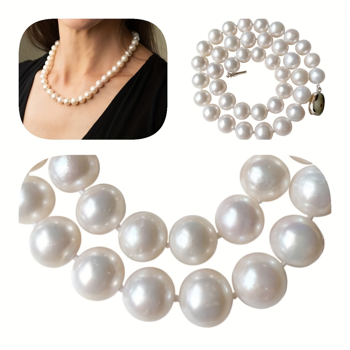   handmade large natural   necklace 11 13mm pearls with gift box simple pearl necklace gift for him her suitable for daily party birthday anniversary valentines day details 0