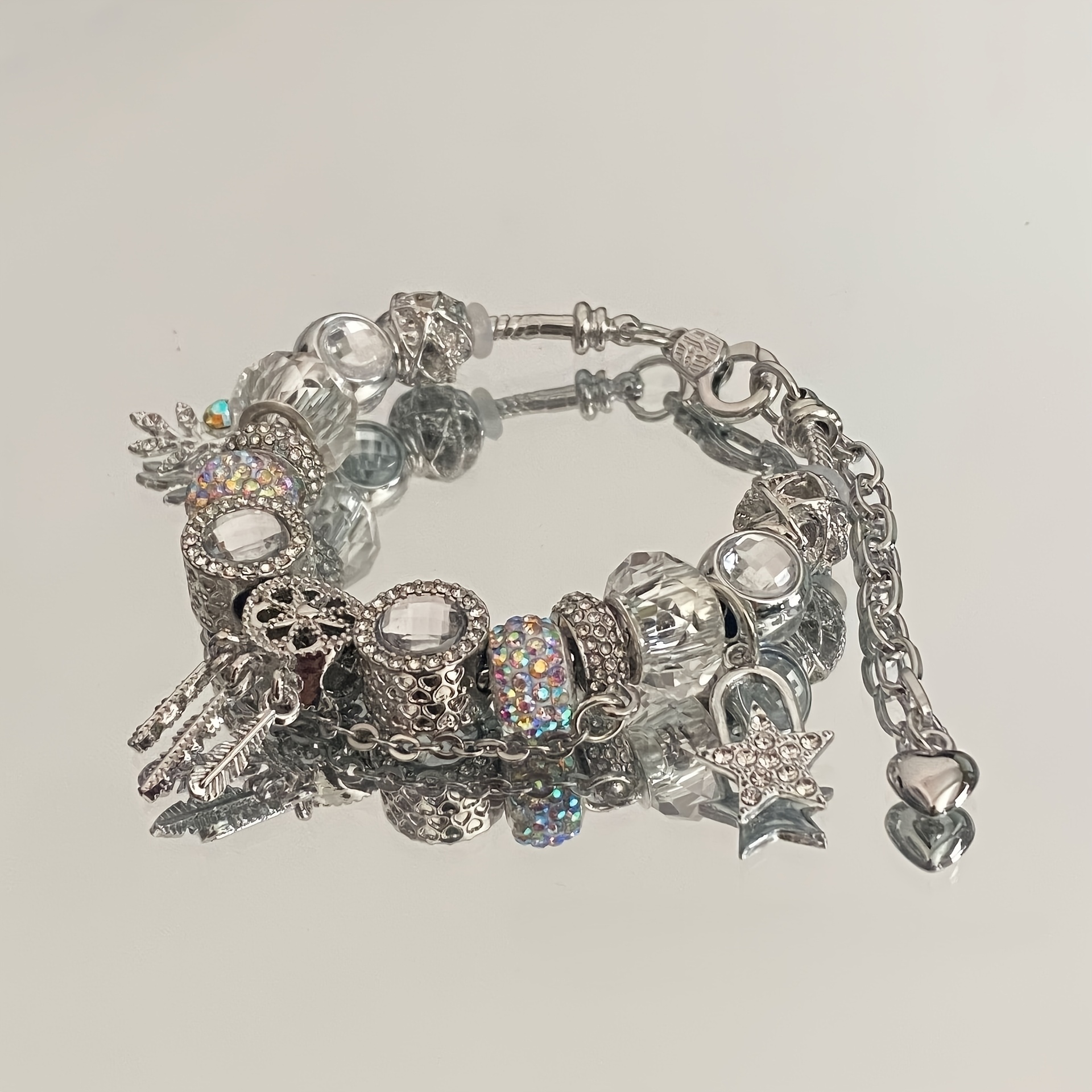 TEMU Bracelet DIY Ajustable Élégant et Tendance avec Découpes de Capteur , Étoiles et Feuilles, Perles, Port Toutes Saisons