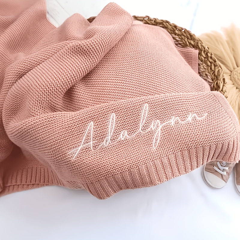 Custom Embroidered Name Blanket, Personalized Throw Blanket