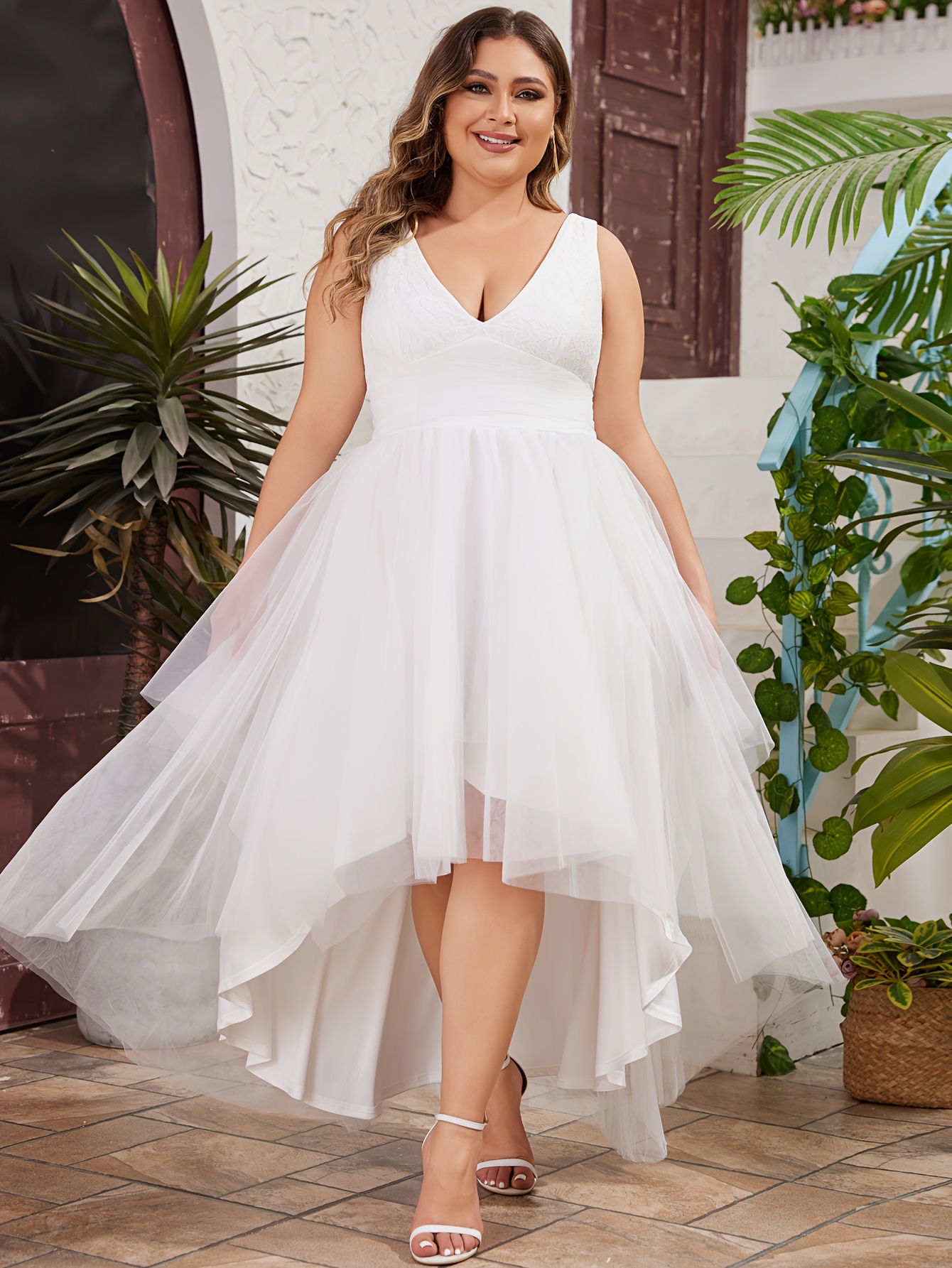 Plus Size Asymmetrical Wedding Dress