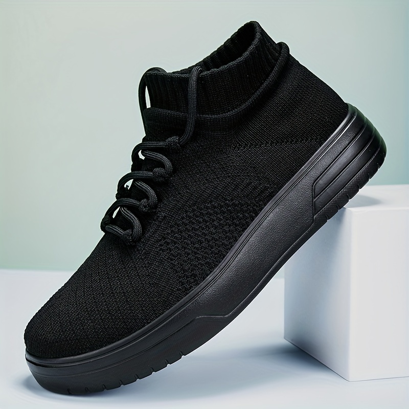 Lightweight High Top Sneakers Knit Fabric Pull-On Athletic Walking Shoes Amazon.com | Santiro Walking Shoes for Men Lightweight High  main image 3