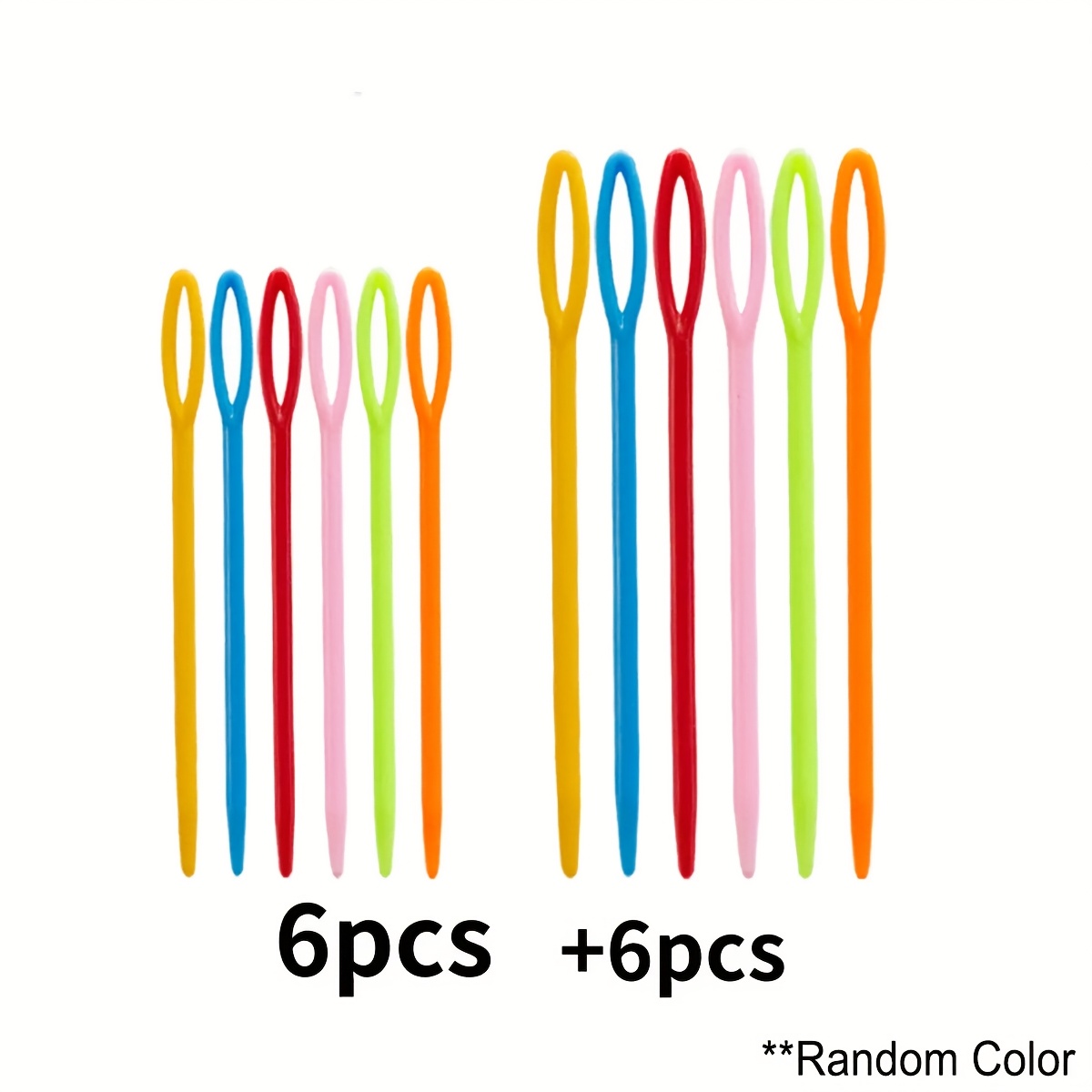 TEMU 12pcs Plastic Sewing Needles Random Color, Colorful Safety Lacing Needles, 2 Different Sizes Yarn Sewing Needles Crafts, Sewing Decoration