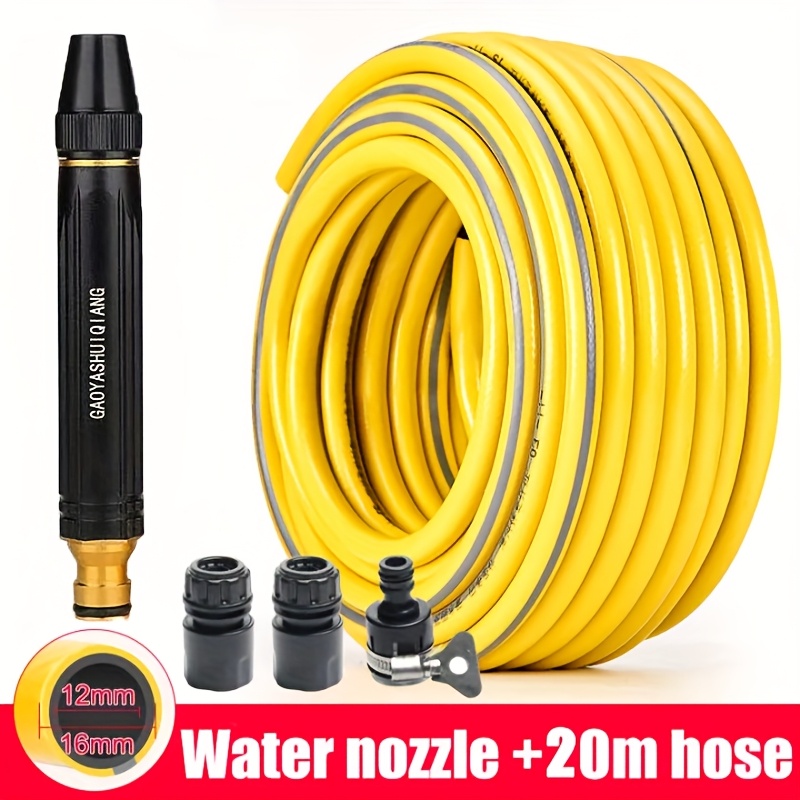 larawan ng item Baril Pang-hugas ng Kotse na may Mataas na Presyon, Nozzle at Hose Set na 10m at 20m, Naiaayos para sa Paglilinis ng Kotse, Hardin, at Bahay, Itim