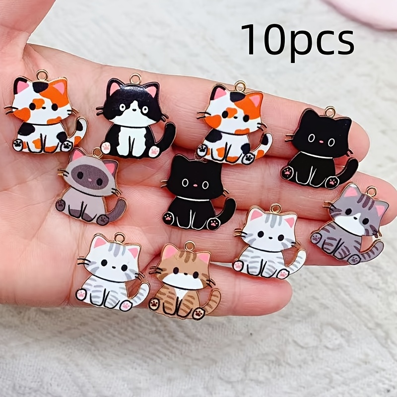 

10pcs Cute Charms, Zinc Alloy Enamel Pendants For Making, Earrings & Necklaces Accessories, Assorted Colors