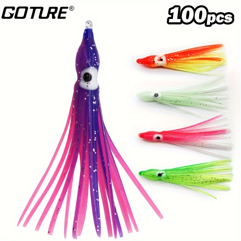 Goture 2pcs Fishing Squid Lures Soft Luminous Octopus Trolling Saltwater  Bait with Hook Octopus Jig