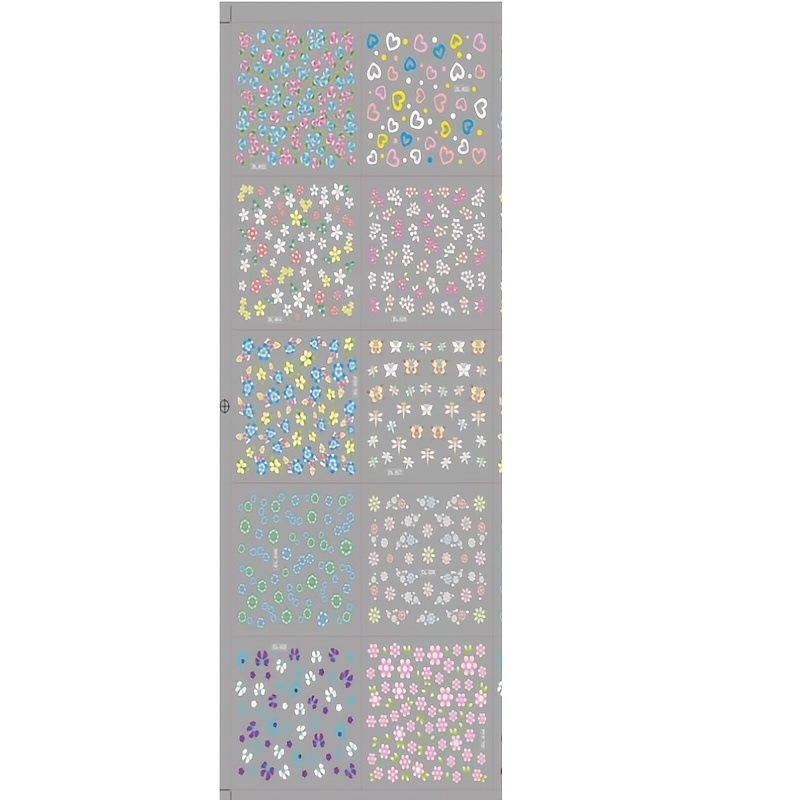 Image of Random Style 10pcs Small Sheets Of Colorful Flower Nail Stickers, Sweet And Chrysanthemum Self-adhesive Spring/summer Nail Decals, Nail Decoration Additions Suitable For Beautiful Women