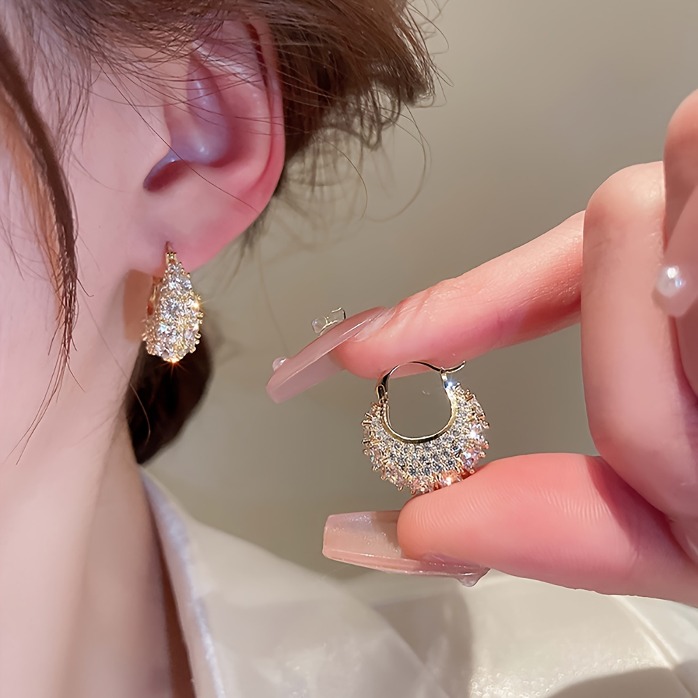 

Elegant And Luxurious 14k Gold-plated Earrings Set With Zirconia - Daily And Banquet , Making An Ideal Gift For Women's Valentine's Day