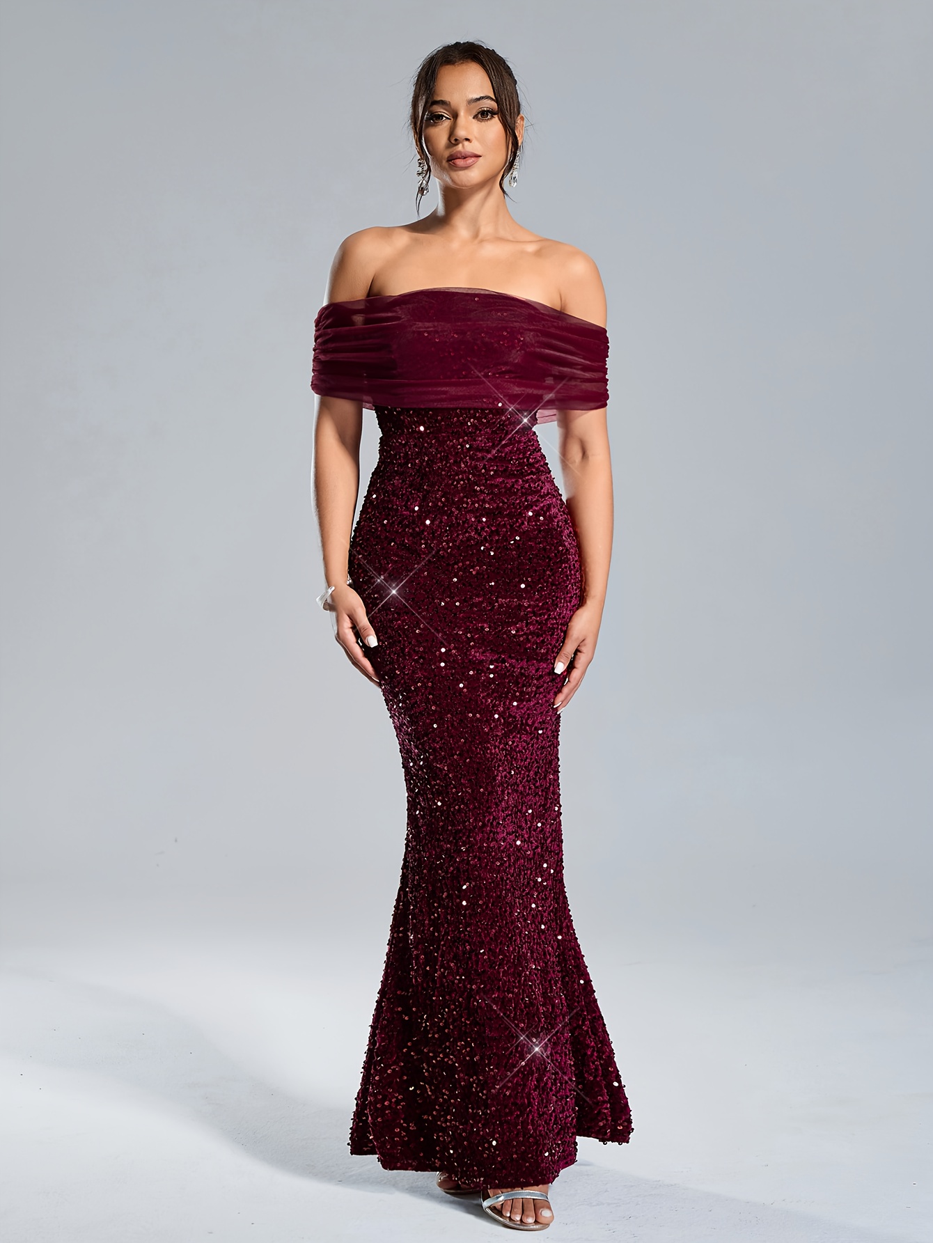 SL0817013 - Fashionable and Elegant Party Cocktail Sequin * Mesh Dress -  Ling * Targeted - Black L10001