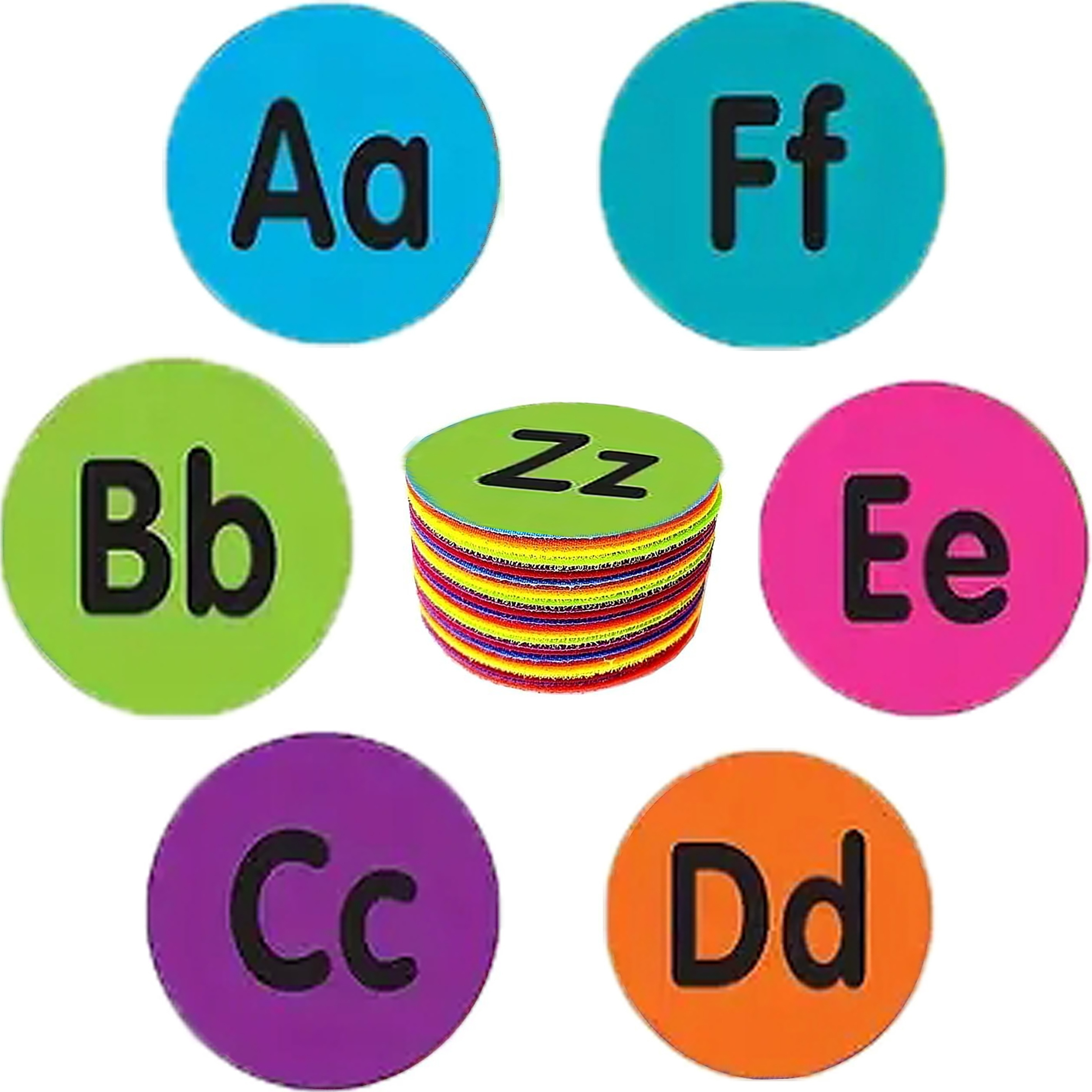 26pcs Alphabet Circle Spots, 4 Inch Alphabet "a-z" Adhesive Sit Spots Circle Markers, 6-