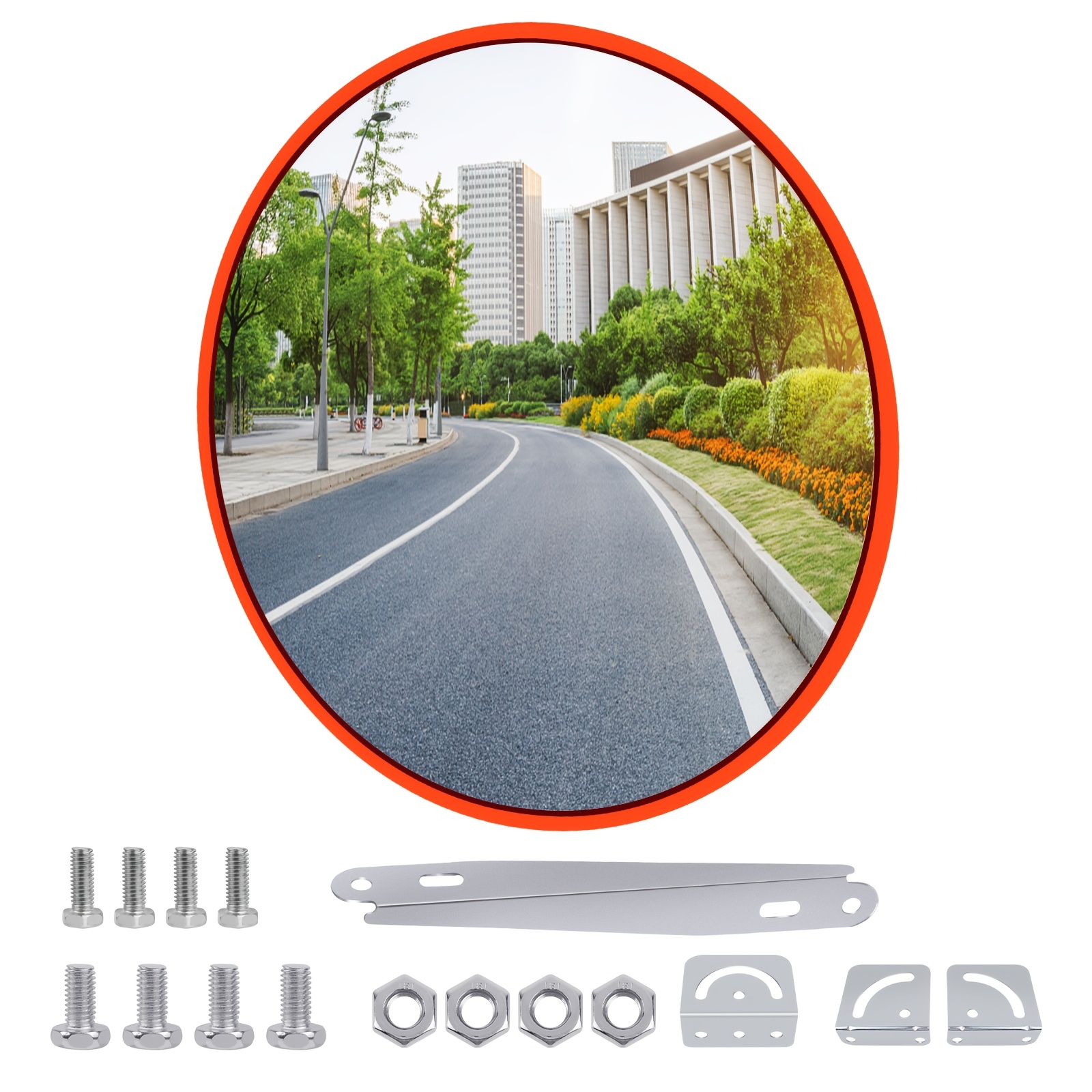 Image of Safety Mirror, 45cm Convex Mirror For Driveway, 130 Degree Wide Angle Blind Spot Mirror Traffic Mirror Convex Mirror With Wall Bracket Screws For Garage