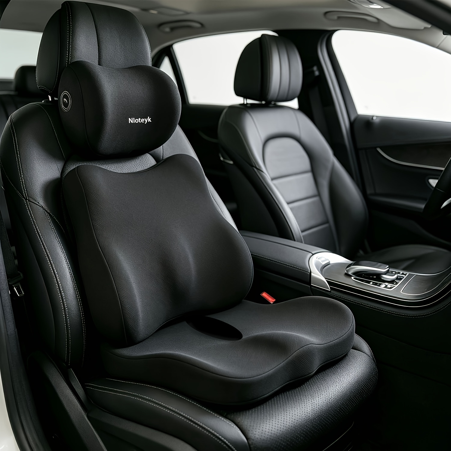 TEMU 3pcs Large Size Car Seat Cushion Lumbar Headrest Car Cushion Waist Support Set, Cushion, Chair Pad Office Chair Car Seat Office Multi-scene Use,