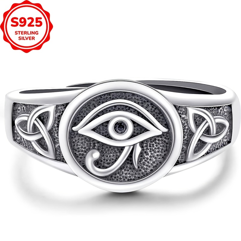 Vintage Evil Eye Adjustable Ring 925 Sterling Silver Zirconia