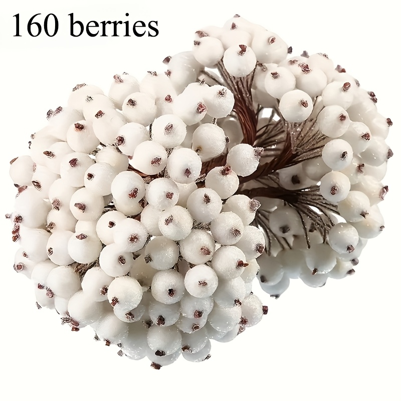 TEMU 160pcs, Frosted Red Artificial Berry Stems, Mini Simulation Berries For Christmas Trees, Garlands, Diy Crafts And Home Decor