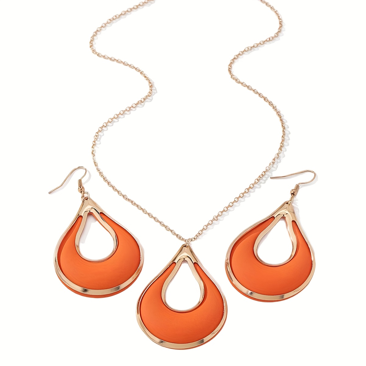 TEMU Cross-border Minimalist Elegant Women's Creative Water Drop Metal Spray Paint Hollow Large Earrings