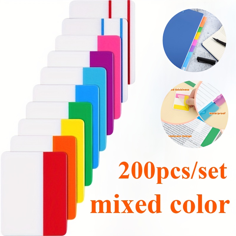 200pcs Adhesive Color Index Tabs, 10 Colorful Writeable And Reusable Page Markers - Ideal For Organizing Documents, Books, And Notes, Index Labels