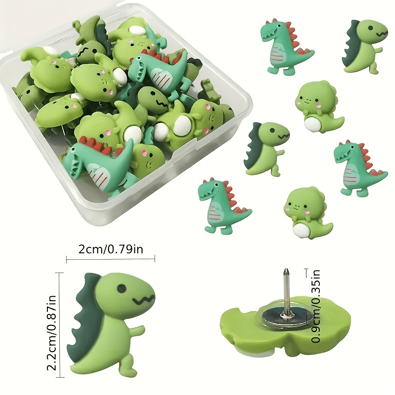 TEMU 20pcs Taches à chat mignonnes de dinosaure, taches à chat en résine, épingles de d'affichage colorées , , de liège - Décoratives et pratiques,