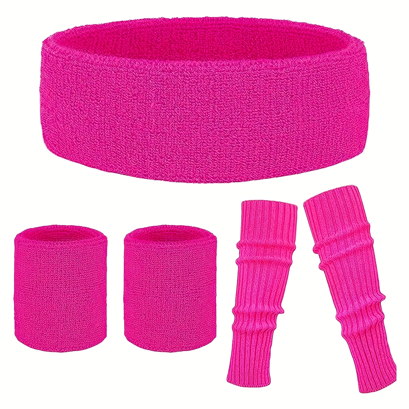 1980s Party Costume Additions / Retro Sports Headbands, Wristbands, Leg Warmers, And Shoe Covers Set / 1980s Costume Set