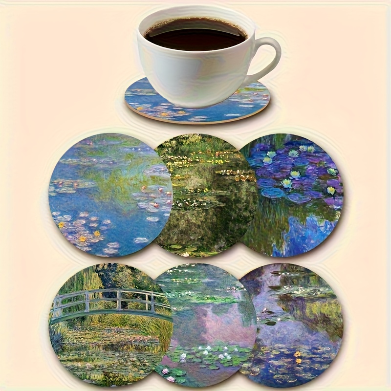 TEMU 6 Piezas de Posavasos Temáticos de Nenúfares de , Decoración para Hogar, Bares y Tazas - Idea de Regalo para Interiores y Accesorios de